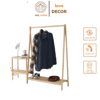 Giá treo quần áo chữ A 1 tầng gỗ thông - Kệ treo quần áo decor  phòng ngủ chống mối mọt chịu tải - C*D*R=148*88*38