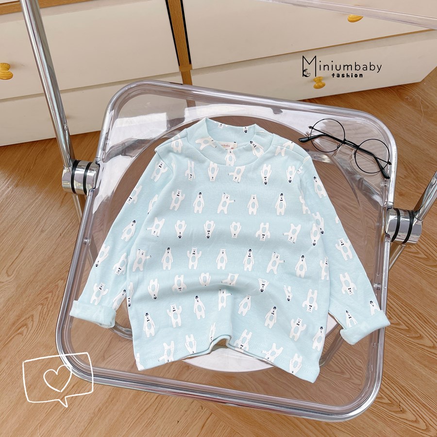 Áo dài tay thu đông mặt trời, gấu, nơ cho bé gái/trai chất liệu cotton cao cấp, quần áo trẻ em miniumbabyfashion A1287