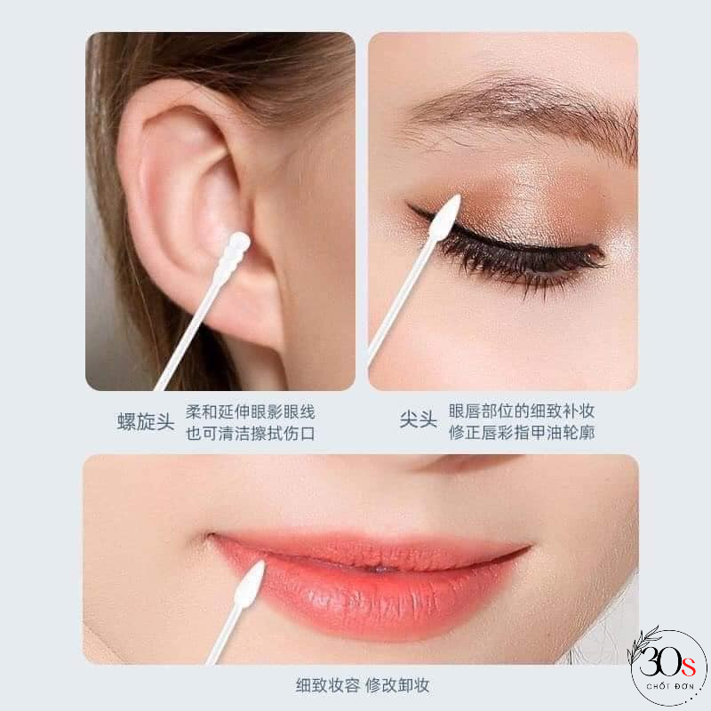 Hộp 200 Chiếc Tăm Bông Ngoáy Tai 2 Đầu 【tăm bông màu】