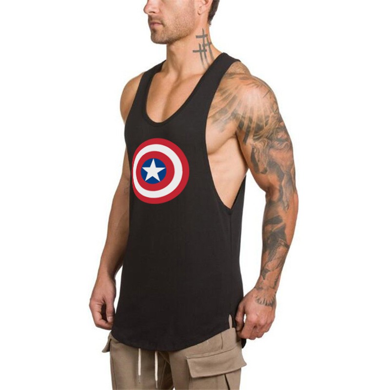 Áo thun 3 lỗ in biểu tượng Captain American cho nam