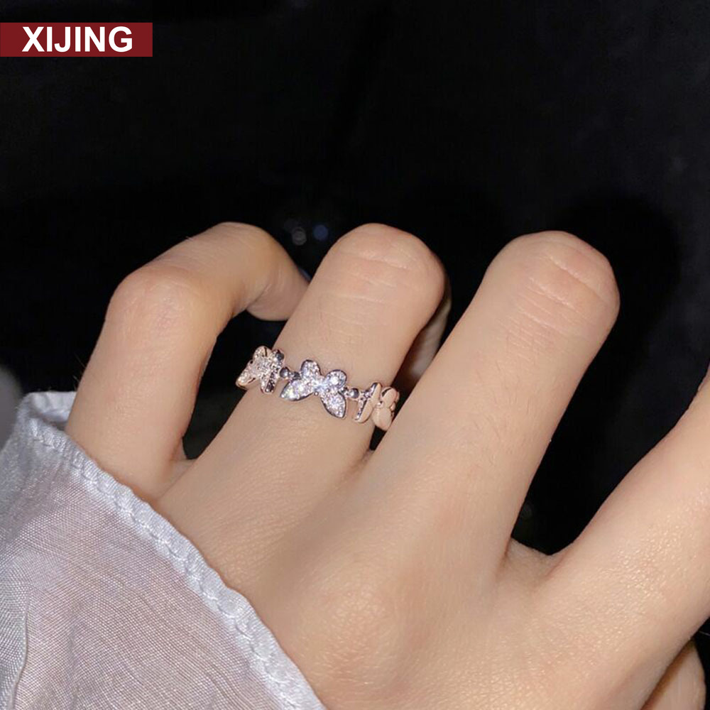 【COD】Nhẫn Hở Hình Bướm Đính Đá Có Thể Điều Chỉnh Kích Thước
