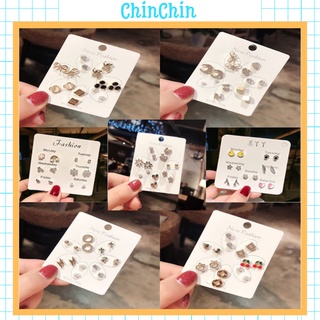 Set khuyên tai sang chảnh cute dễ thương hoa tai hàn quốc - ChinChin