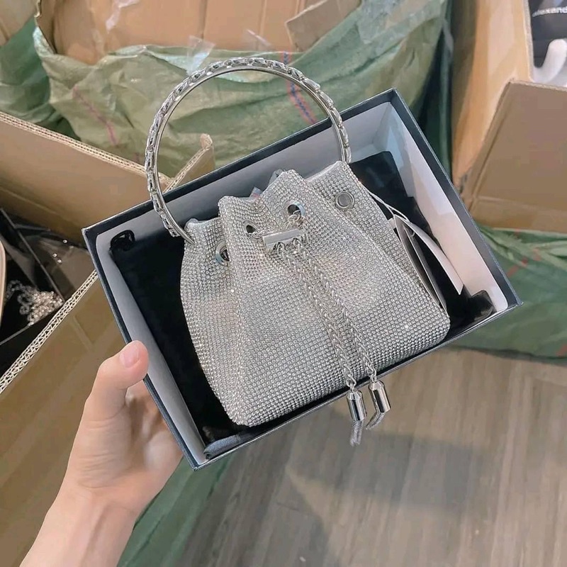 Túi Kiềng Rúm Đá Cầm Tay Nữ Fullbox Nguyên Seal Kèm Dây Dài Đeo Chéo