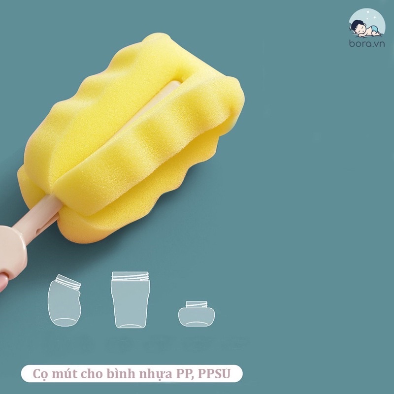 Cọ rửa bình sữa silicone cao cấp, Bộ 4 chi tiết rửa bình sữa,ống hút cao cấp moonship
