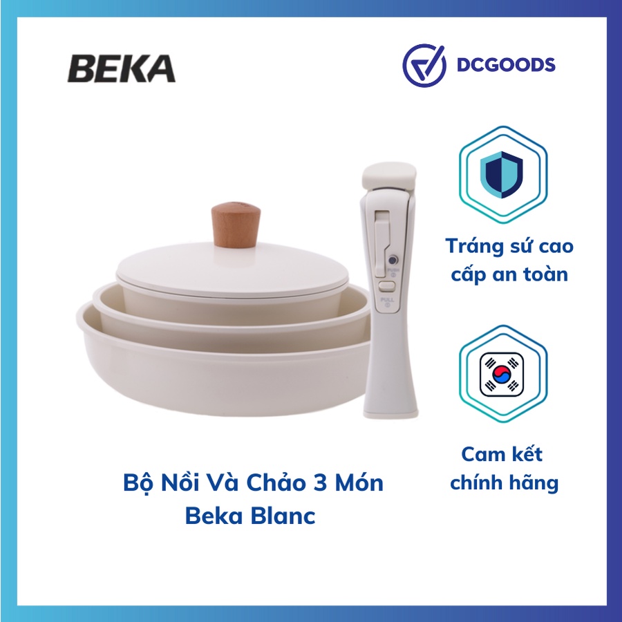 Bộ Nồi Và Chảo 3 Món Beka Blanc Tay Cầm Rời Gọn Khi Sử Dụng ( nồi nấu 18cm, chảo 22cm, chảo 26cm) - Nội Địa Hàn Quốc