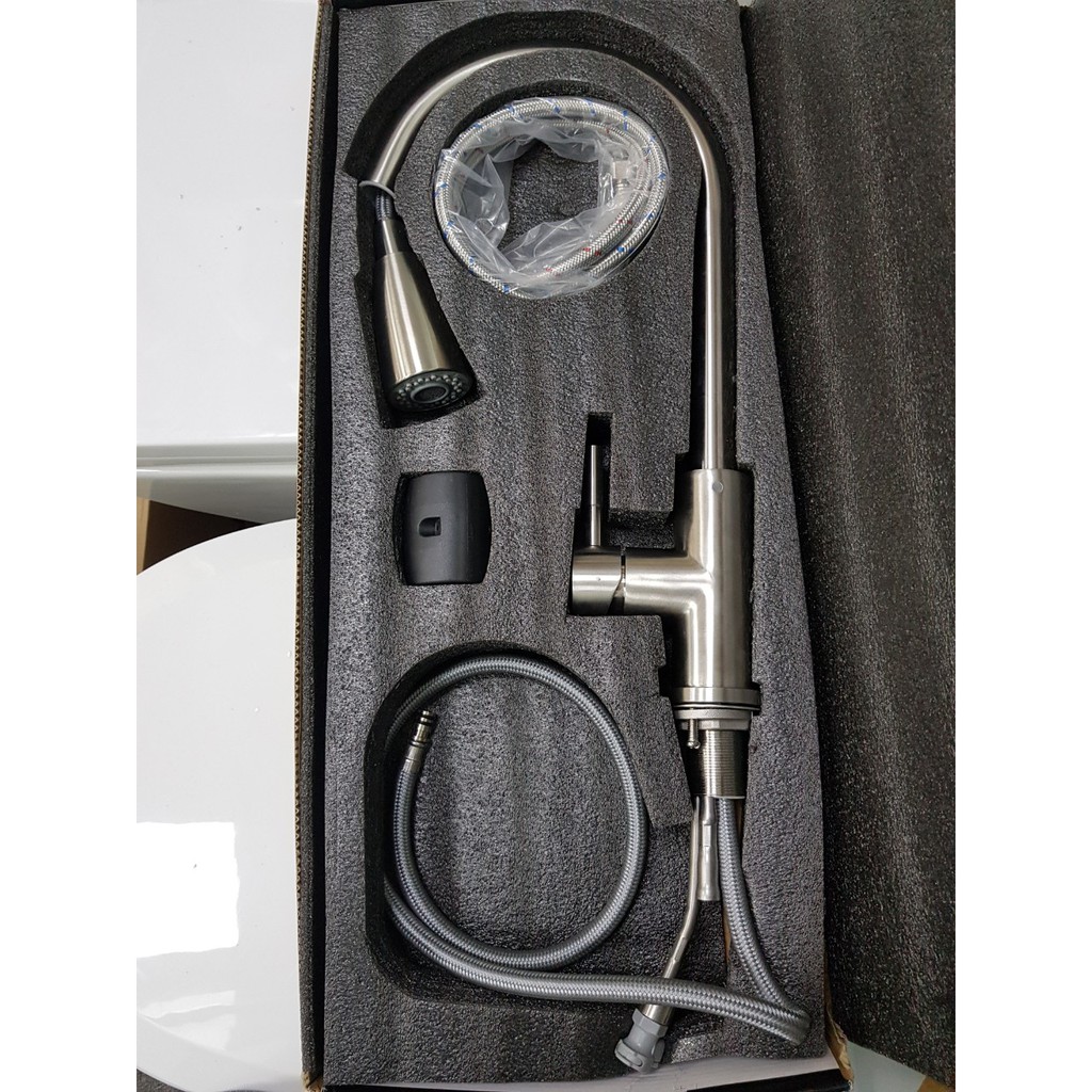 [SALE]  Vòi rửa chén dây rút cao cấp nóng lạnh inox SUS 304 Skyhome | BigBuy360 - bigbuy360.vn