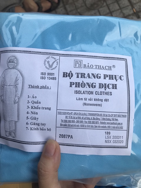 Bộ trang phục phòng dịch 7 món - bảo thạch