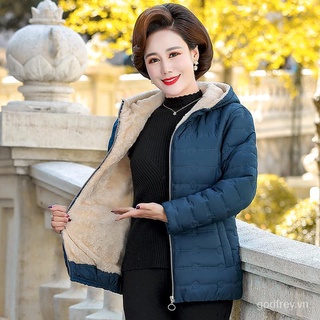 Áo khoác phao có lớp đệm cotton dáng ngắn thời trang mùa thu 2021 dành cho nữ trung niên