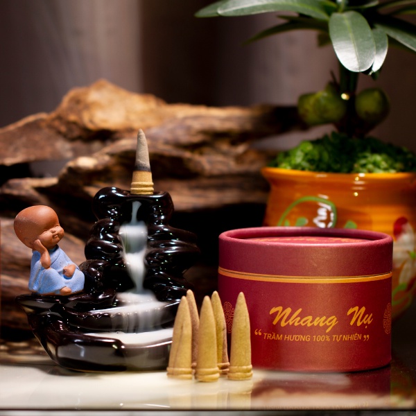 Nụ trầm hương cao cấp tặng 1 thác khói trầm hương khói ngược THIÊN MỘC HƯƠNG hộp 40 nụ 16 năm