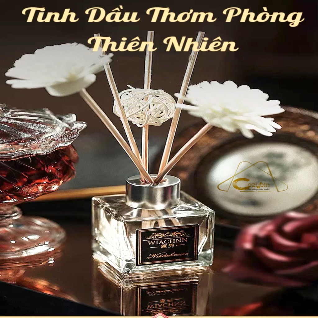 Tinh dầu thơm phòng thiên nhiên WIACHNN 50ml decor phòng ngủ bàn làm việc khử mùi ô tô màu trắng tinh tế