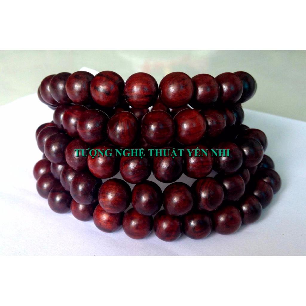 Chuỗi vòng 108 hạt gỗ trắc đỏ cao cấp 12mm