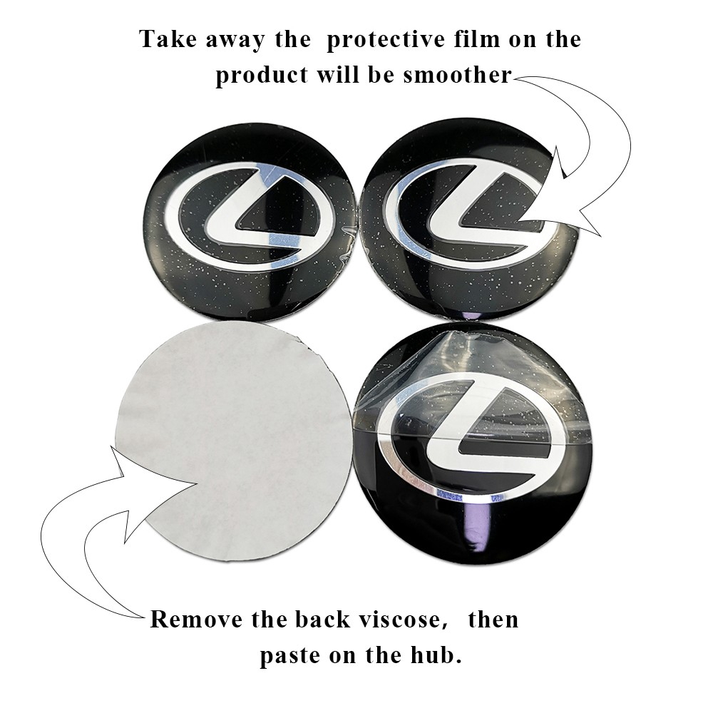 Bộ 4 Miếng Dán Trang Trí Trục Bánh Xe Hơi 56mm Lexus