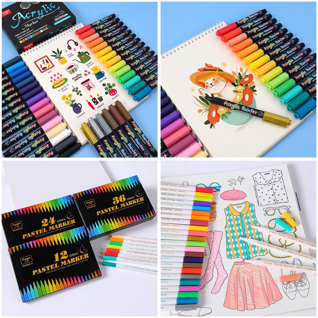 Set 1 / 24 / 36 Bút Lông Màu Acrylic Dành Cho Vẽ Thẻ