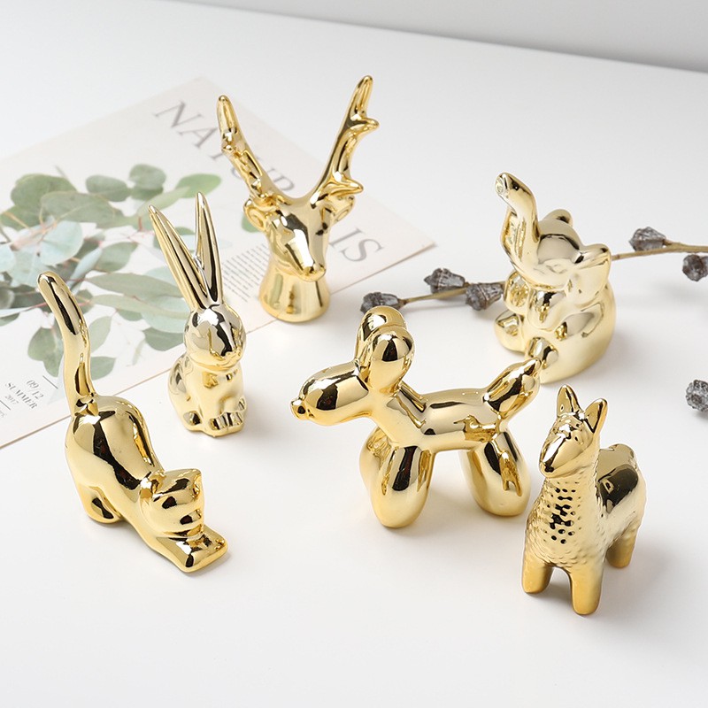 🔥𝐇𝐎𝐓 𝐃𝐄𝐀𝐋🔥Tượng Thú Vàng Decor Tinh Xảo Phong Cách Bắc Âu Trang Trí Bàn MQ-049