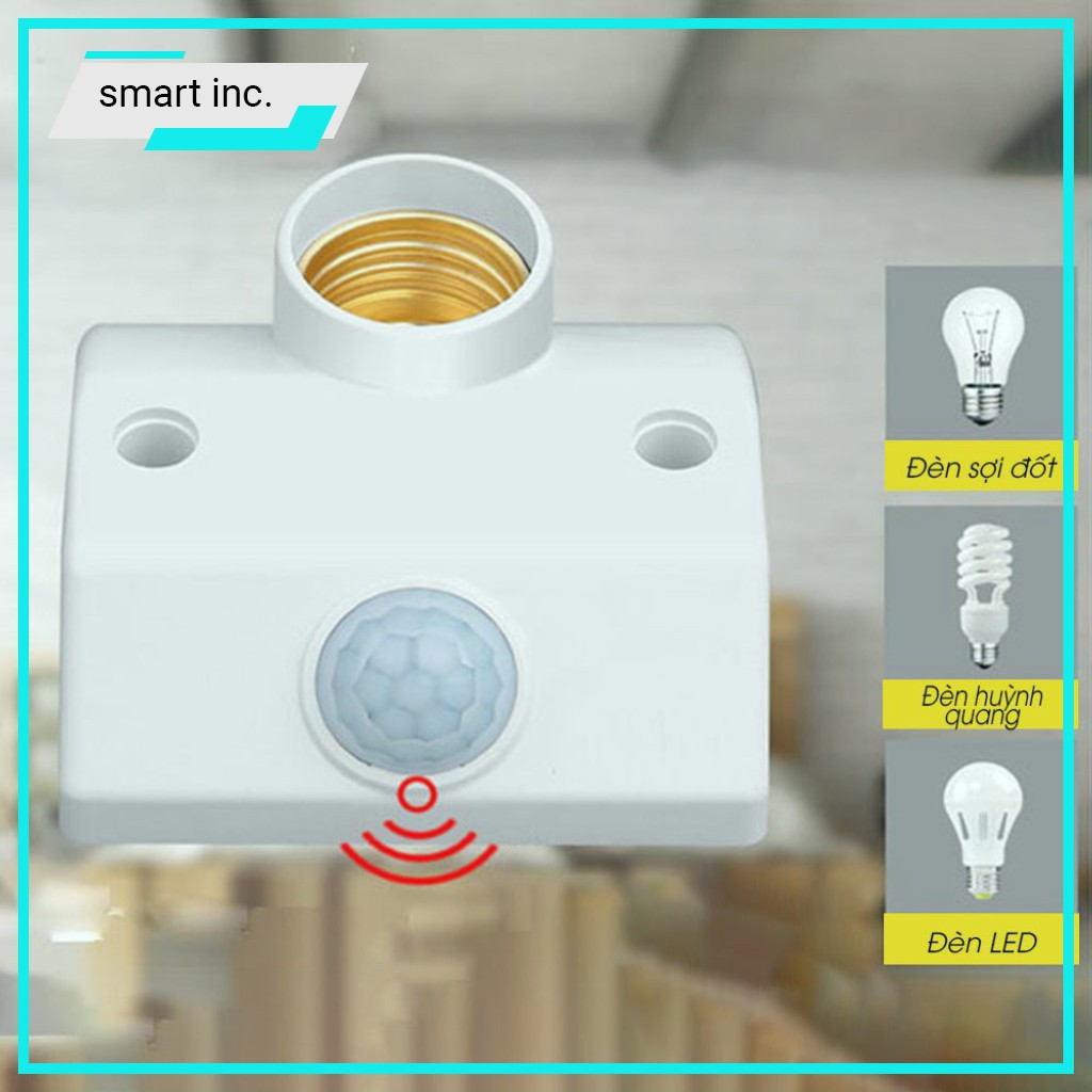 Đui Đèn Cảm Ứng Chuyển Động E27 Smart Home Đuôi Đèn Cảm Biến Hồng Ngoại Tự Động Sáng Chuôi Đèn Cảm Ứng Treo Ngoài Trời