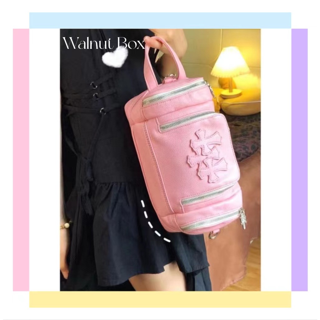 Y2k Túi Đeo Chéo Đựng Mỹ Phẩm Xiaohongshu Màu Hồng Cá Tính Cho Nữ