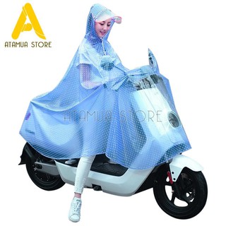 Áo Mưa Cánh Dươi Chấm Bi, Áo Mưa Trong Suốt Có Kính Che Mặt An Toàn