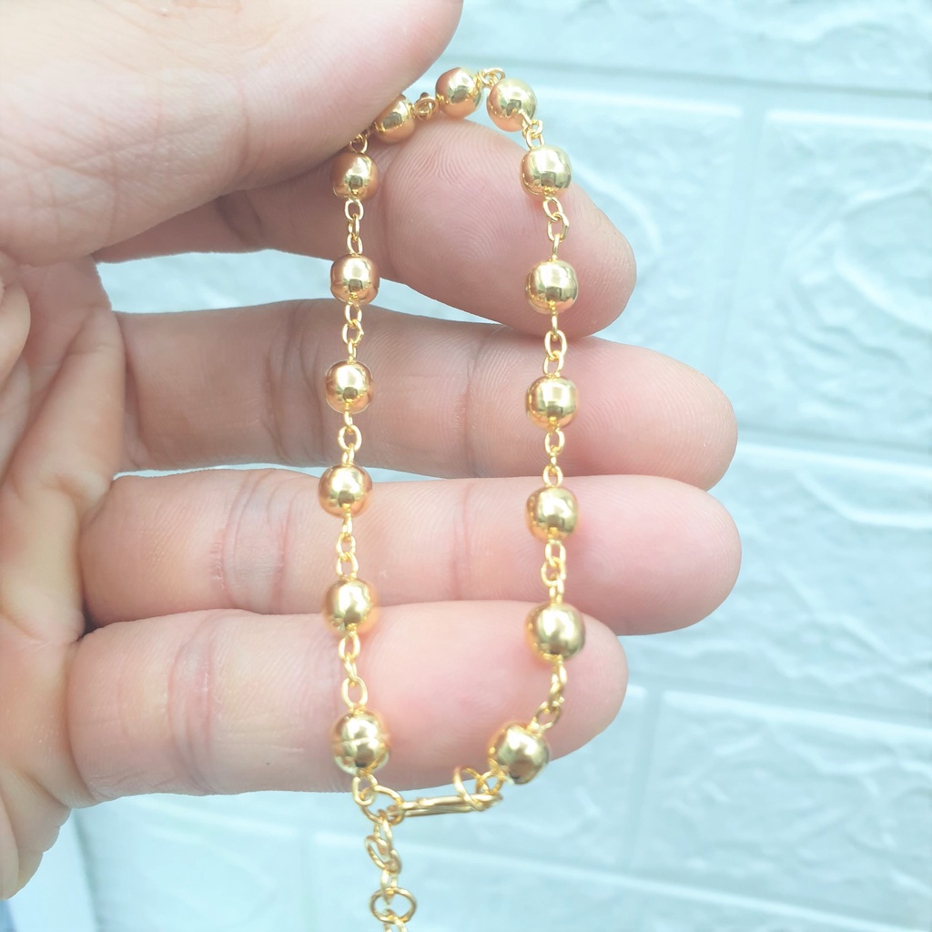 (Có Ký Hiệu-Không Phai Màu) Lắc Tay Nữ Bi Rỗng Trơn 5li Cao Cấp -Dùng lâu dài tắm rửa thoải mái không phai