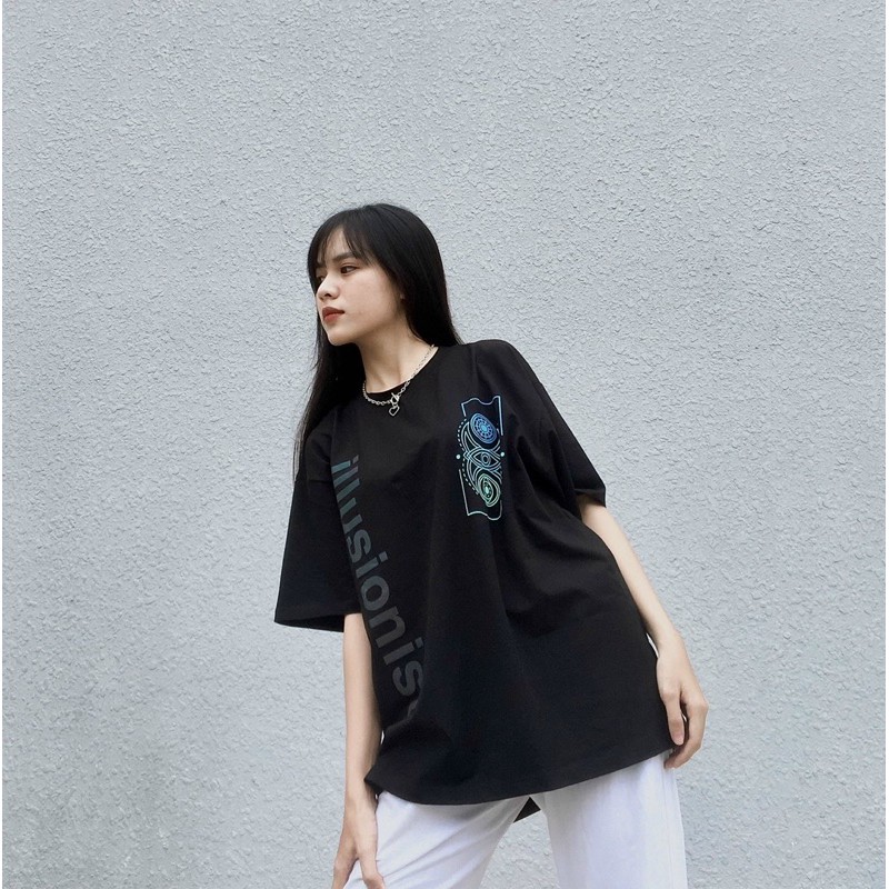 Áo thun tay lỡ unisex Illusionist phản quang 7 màu form rộng
