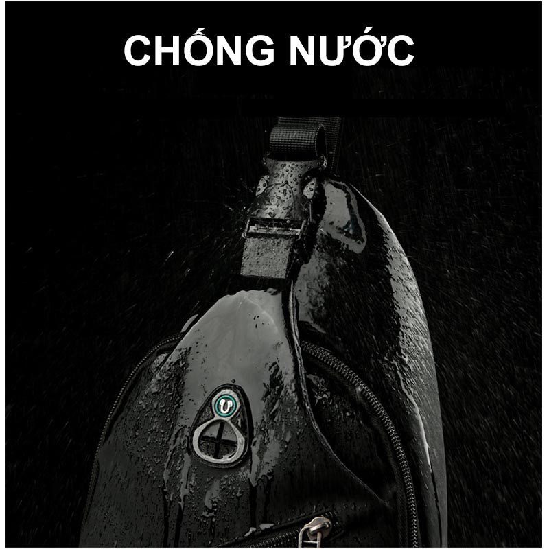 Túi đeo chéo nam KingF TDC-01 - Đi học đi làm - Dây sạc thông minh - Chống Xước Chống Nước