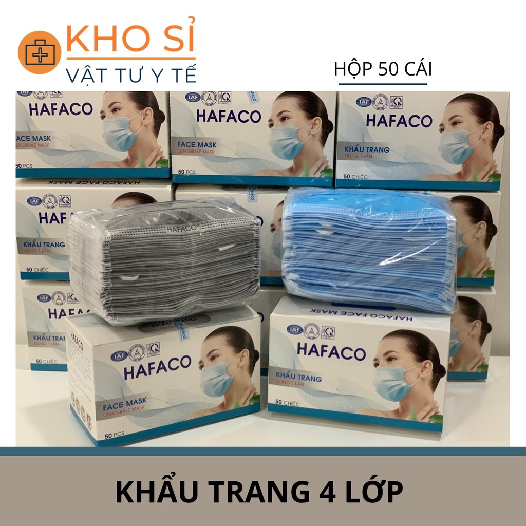 (Giá Kho) Khẩu Trang Y Tế 4 lớp HAFACO ( Hộp 50 cái)