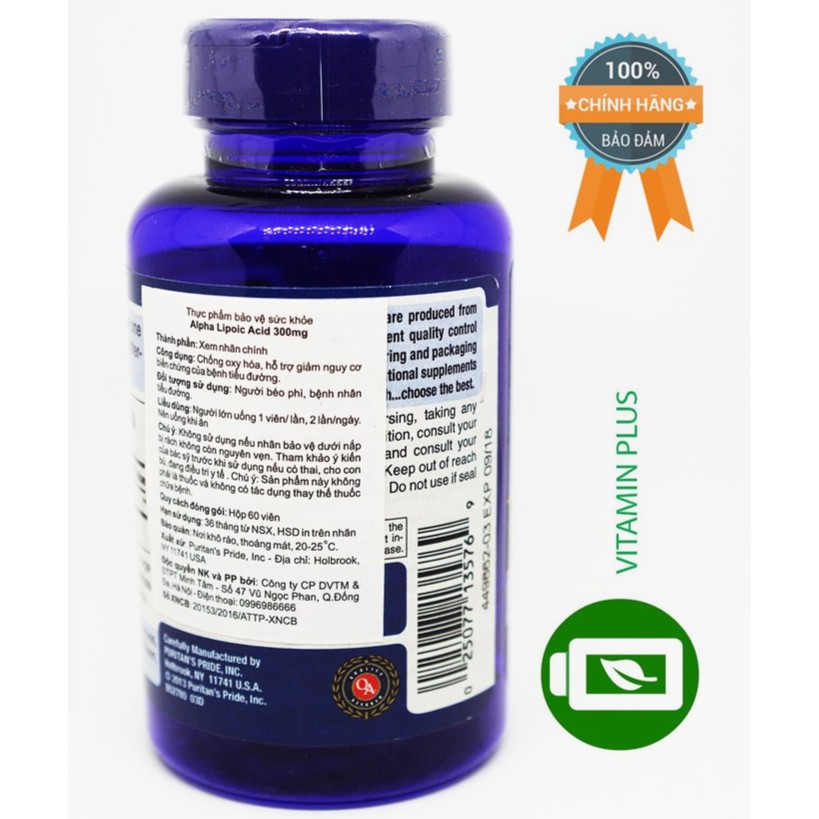 Viên uống đẹp da, chống lão hóa, giảm biến chứng thần kinh ở người tiểu đường Alpha Lipoic Acid 60 viên | BigBuy360 - bigbuy360.vn