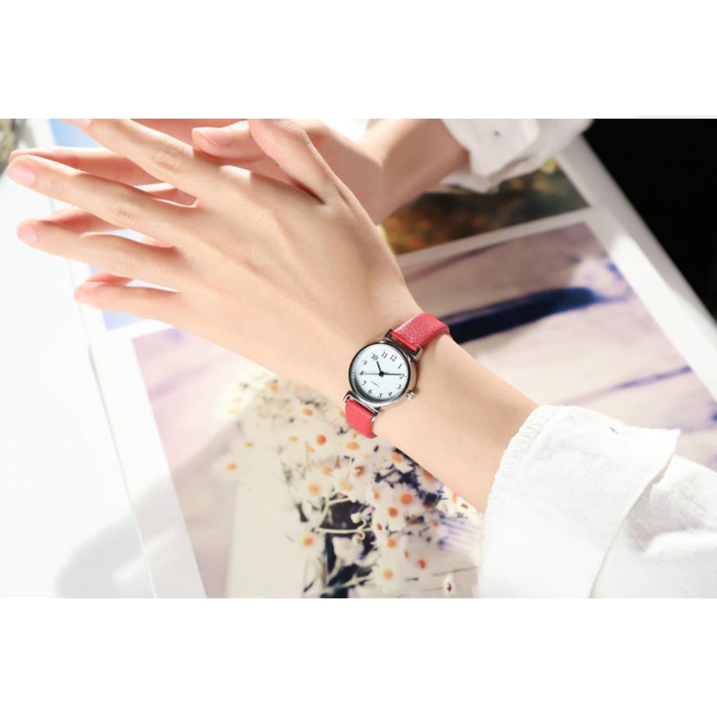 Đồng Hồ Nữ Dây Da Quartz Mặt Tròn Nhiều Màu Ms177 Cực Đẹp - Hazo