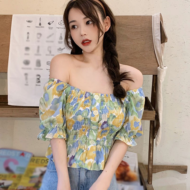 Áo Nữ Tay Ngắn In Hoa Thời Trang Hàn Quốc | BigBuy360 - bigbuy360.vn