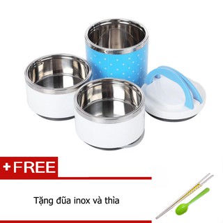 Cặp lồng 3 tầng lõi inox giữ nhiệt tặng đũa inox và thìa