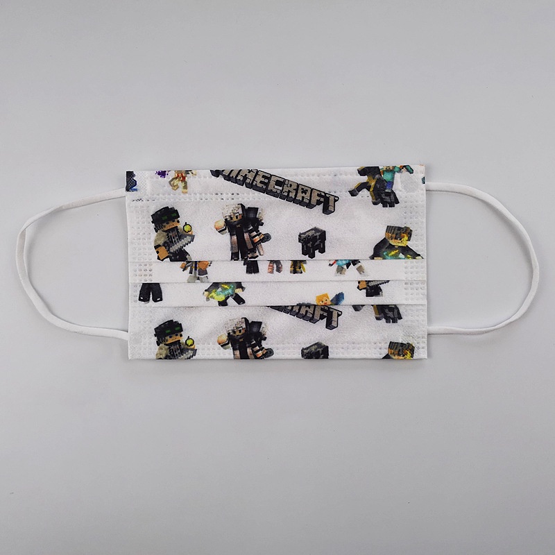 2022 Mới Minecraft Hoạt Hình Miệng Che Mặt Trẻ Em Trẻ Em 3 Lớp Dùng Một Lần 3-5 Chiếc Bé Trai Bé Gái Đảng
