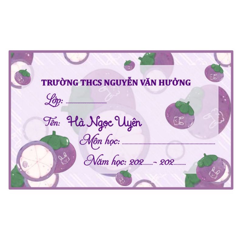 Combo nhãn vở trái cây dễ thương. Nhắn tin để điền tên theo yêu cầu nha!