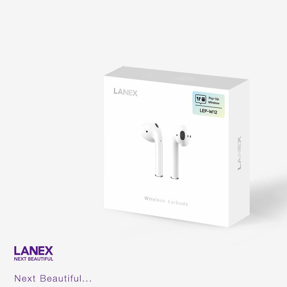 [Mã 2404EL10K giảm 10K đơn 20K] Tai nghe Bluetooth LANEX LEP-W12 V5.0 hỗ trợ mic cảm ứng TWS, chuyên dùng cho Iphone