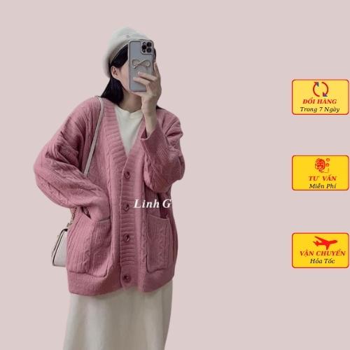 Áo khoác cardigan len thừng nữ túi hộp dáng dài phom rộng oversize ulzzang Hàn Quốc mùa thu đông