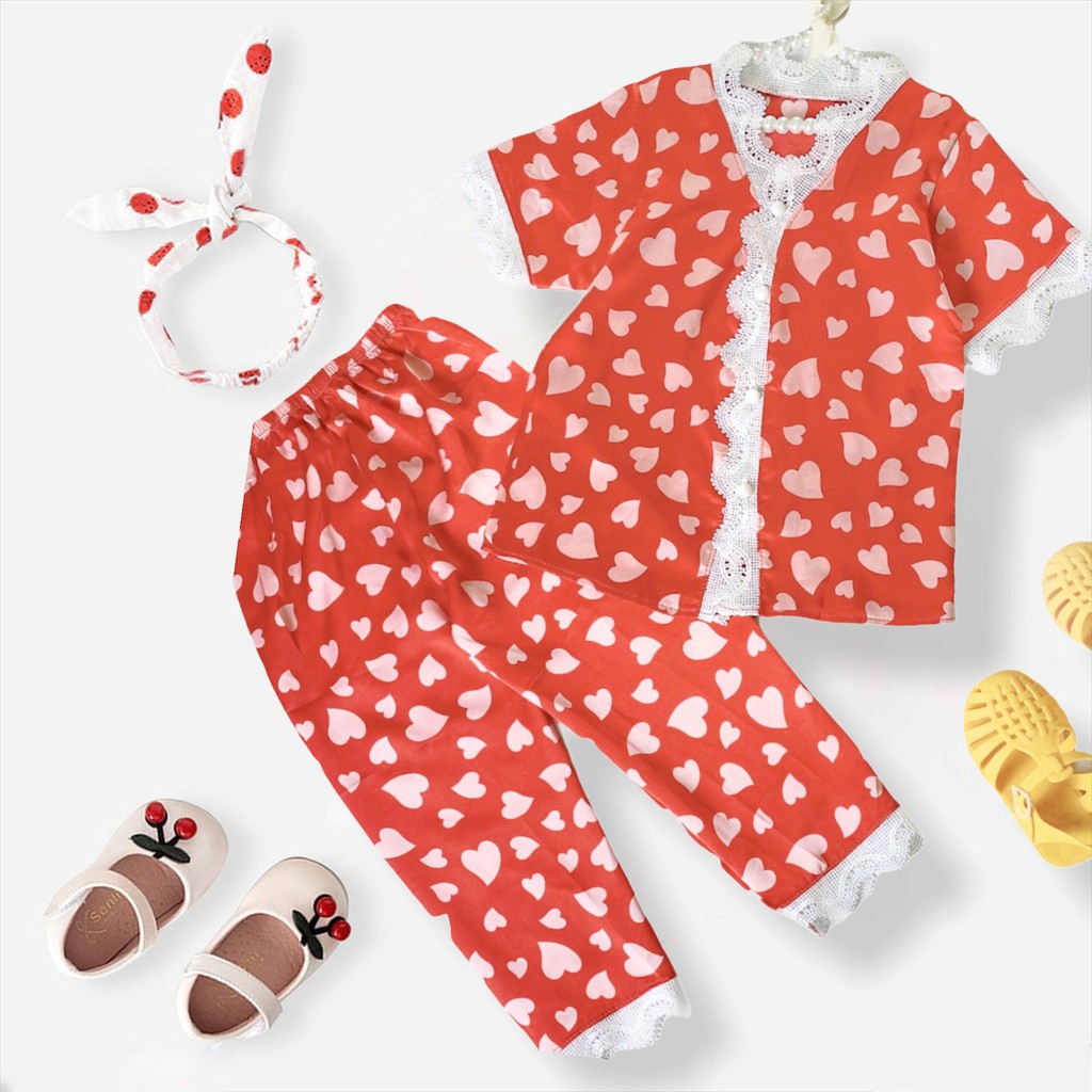 Bộ Đồ Ngủ Pijama Lụa Satin Tay Ngắn Siêu Xinh, Cộc Dài Mềm Mịn Cho Bé Gái BN23