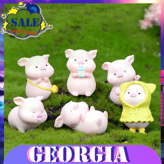 Set 6 mô hình chú heo mini trang trí xinh xắn