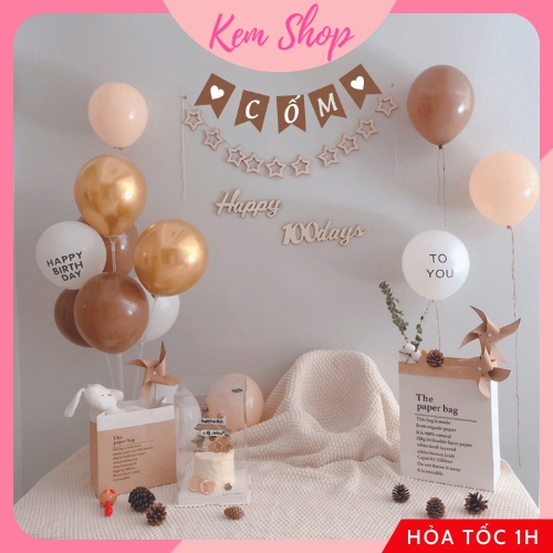 Dây chữ ghép tên bé sinh nhật tông nâu tây Hàn Quốc phong cách hiện đại - Kem Shop K305