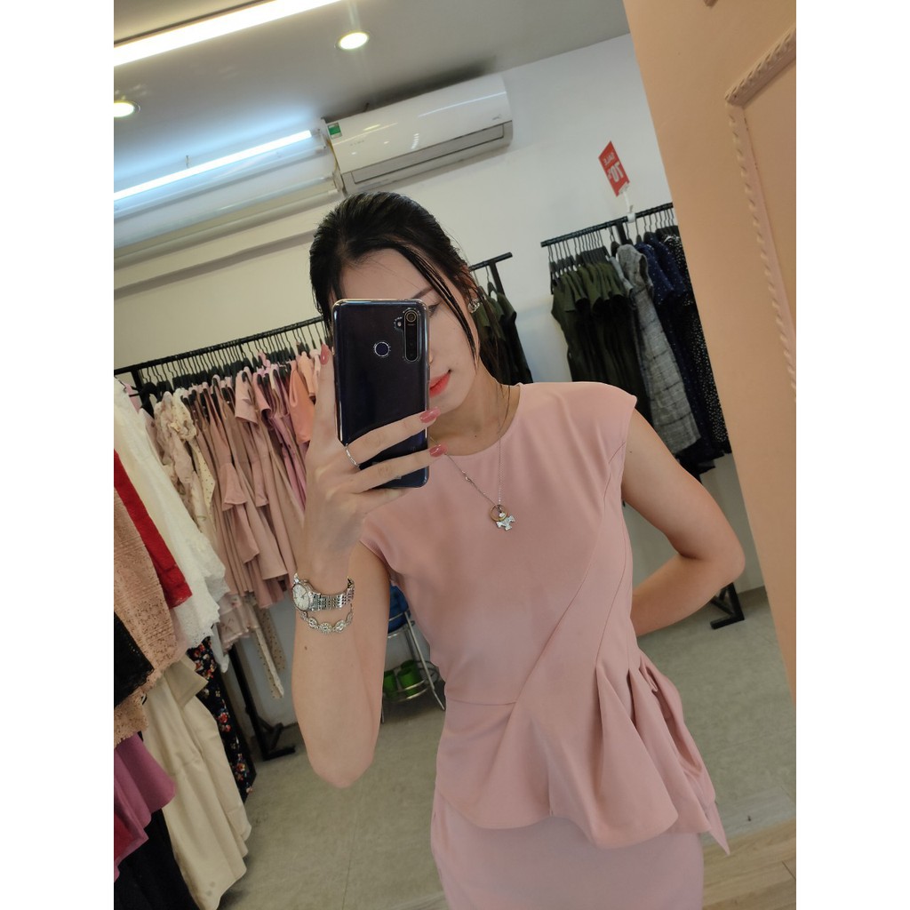 ĐẦM HỒNG DÁNG ÔM  K229 - TIIN STORE (Hàng may thiết kế ,ảnh thật shop tự chụp)