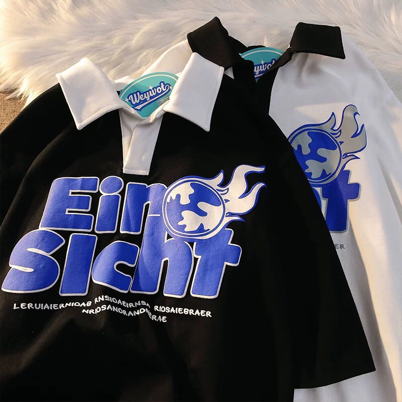 Áo Thun Polo Nam Nữ  Form Rộng Cổ Bẻ EIN Vải Dày Mịn Thoáng Mát Thiết Kế Thời Trang Kiểu Dáng Năng Động