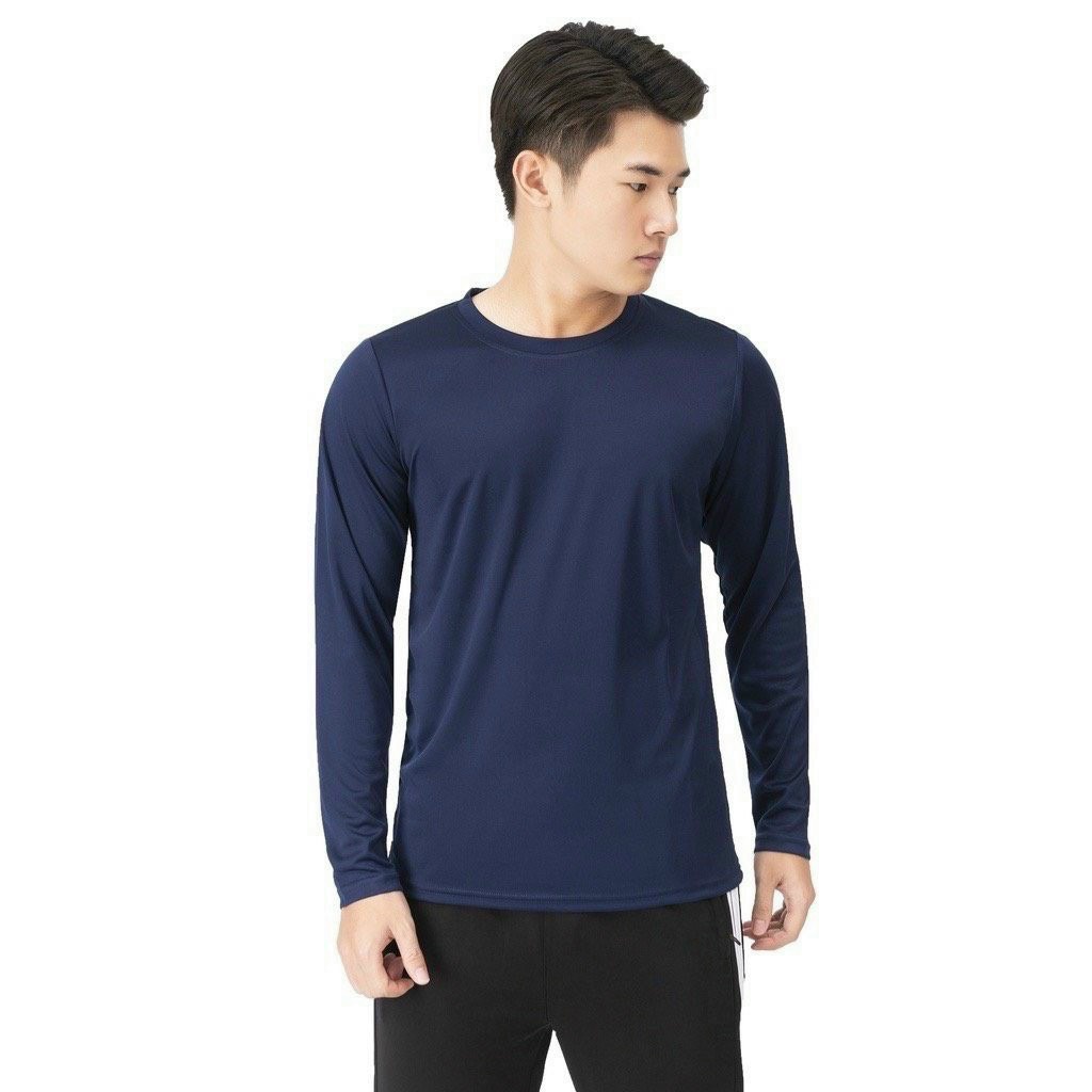 Áo thể thao dài tay nam cổ tròn co giãn tốt, giữ nhiệt chất cotton mỏng mịn, dáng ôm body mạnh mẽ năng động tập gym