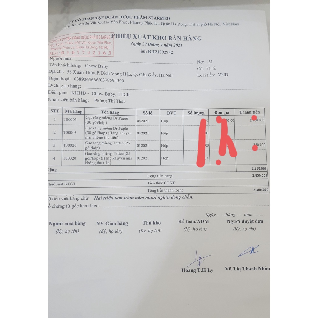 Gạc rơ lưỡi vệ sinh răng miệng Tottee 30 gói/hộp