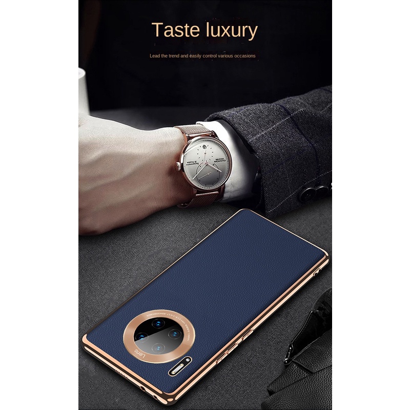 Ốp Điện Thoại Da Siêu Mỏng Chống Sốc Mạ Điện Bảo Vệ Ống Kính Máy Ảnh Cho Huawei Mate 40 Pro+Mate 30 Pro Mate 20 Pro