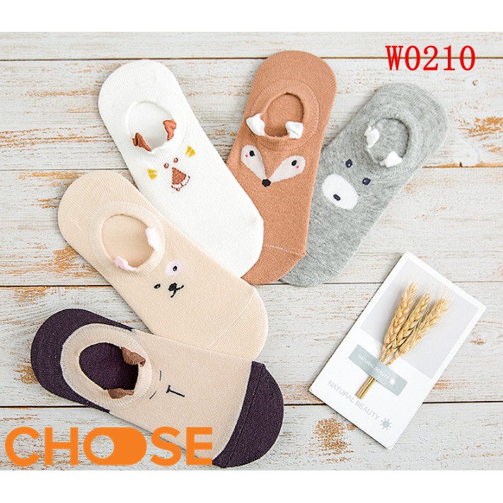 Vớ Nữ Choose COMBO 5 CÁI Cotton 100% In Hình Dễ Thương Đủ Màu Đa Dạng Màu Pastel