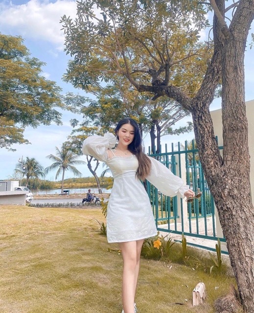 Đầm hai dây rớt vai tay bo - Chang2 Dress | BigBuy360 - bigbuy360.vn