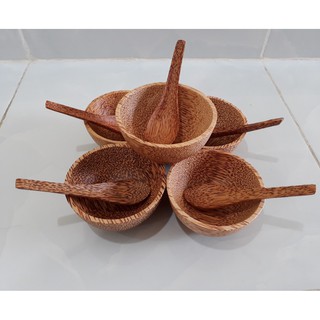 Bát muỗng gỗ dừa ăn cơm bộ 10- Mỹ Nghệ Dừa Nam Trang