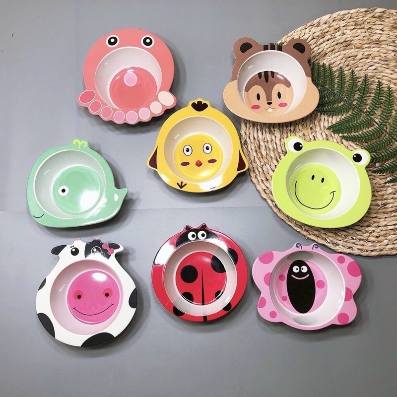 bát ăn dặm sợi tre hình thú an toàn cho bé