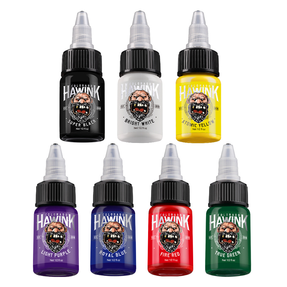 (Hàng Mới Về) Lọ Mực Xăm Chuyên Nghiệp Với 7 Màu Cơ Bản 1 / 2 Oz (15Ml)