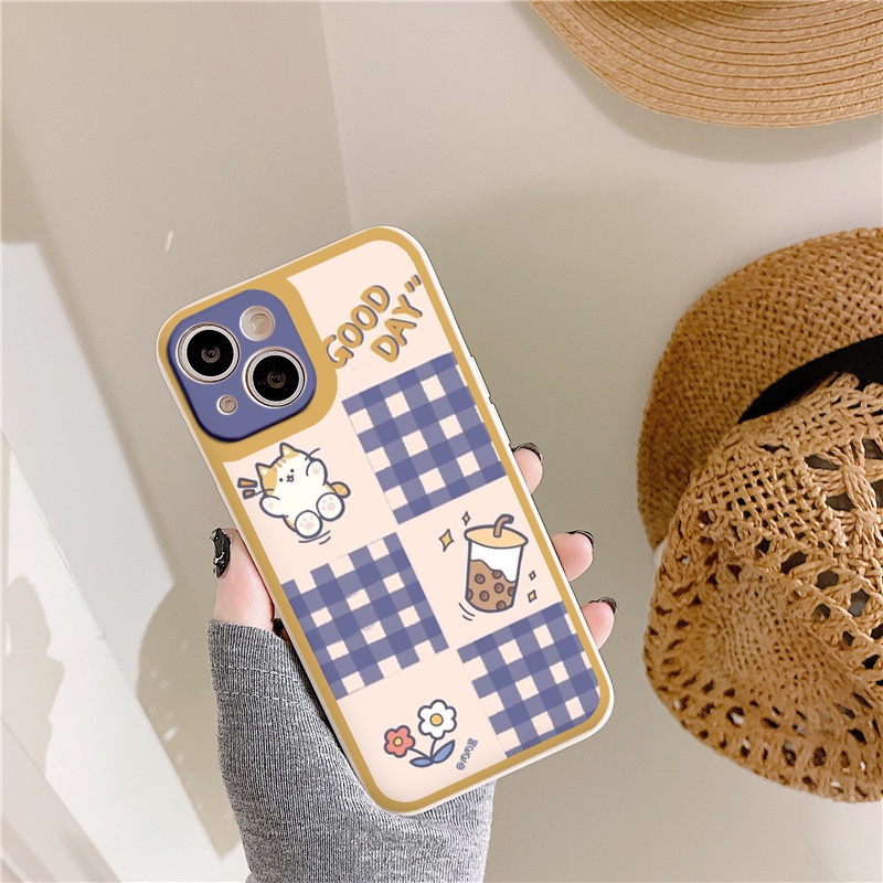 Ốp iphone cạnh vuông Mèo trà sữa goodday cho ip 6/8/7/plus/x/xr/xsmax/12 pro max/11pro max/13 pro max-nt011