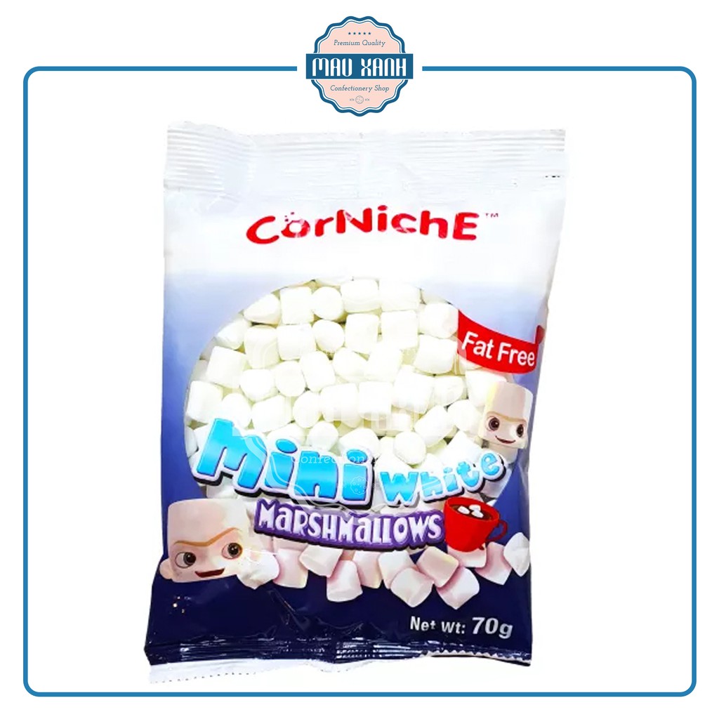 Kẹo Bông Gòn Marshmallow CorNiche Trắng Mini Snow White (Gói 70g)