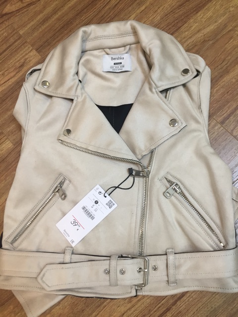 Áo khoác da lộn Bershka- Màu Be