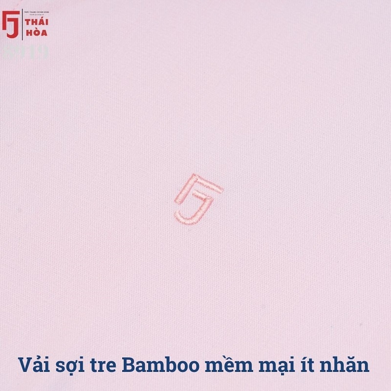 Áo sơ mi nữ dài tay kiểu công sở cao cấp vải sợi tre màu hồng Thái Hoà 8919-02-01